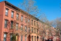 Row of Colorful Old Homes in Greenpoint Brooklyn New York Royalty Free Stock Photo