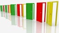 Row of colorful opened doors Royalty Free Stock Photo