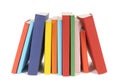 Library books in a row, blank, isolated white background