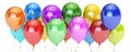 Row from colorful party balloons, 3D rendering Royalty Free Stock Photo