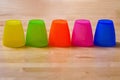 Row of colorful plastic cups Royalty Free Stock Photo