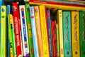Row of colorful Polish child books