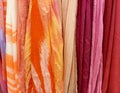 Row of colorful scarf collection