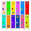 Row of colorful school locker doors with combination locks Royalty Free Stock Photo