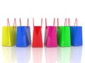 Row Of Colorful Shopping Bags On White