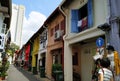 a row of colorful shops at haji lane street, Singapore