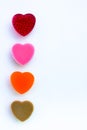 Row of Colorful sweetness jelly shaped heart