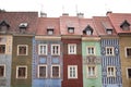 Row of colorful traditional houses in Poznan city center Poland