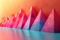 Row of Colorful Triangular Prisms in 3D Render