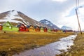 Row of colorful wooden houses at Longyearbyen in Svalbard