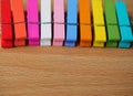 Row of colorful wooden pegs Royalty Free Stock Photo