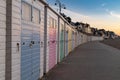 Row of colourful beach huts on Lyme Regis seafront Royalty Free Stock Photo