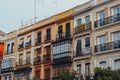 Row of colourful buildings on a street in Seville, Spain Royalty Free Stock Photo