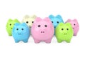 Row of Colourful Piggy Banks. 3d Rendering Royalty Free Stock Photo