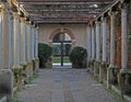 Row of column on the entrance to museum in Verona