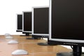 Row of computer monitors