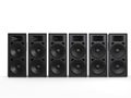 Row of concert loudspeakers