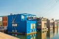 Row of contemporary house boats in the IJburg district in Amsterdam