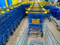 Row of customer shopping cart used in a Hypermart.trolley to use to buy products in Hypermart