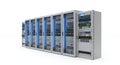 Data Center Servers in Rows on White Background Network and Cloud Computing Infrastructure for Digital Information Royalty Free Stock Photo
