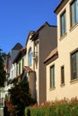 Row of decorative american dream style san francisco california historic district houses in middle class suburb