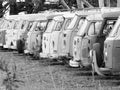 Row of defunct and run down desolate vans of all type Royalty Free Stock Photo