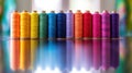 Row of Different Colored Spools of Thread Royalty Free Stock Photo