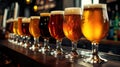 Assorted Beer Glasses on Bar Counter Royalty Free Stock Photo