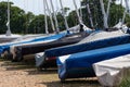 Row of Dinghy sailing boats Royalty Free Stock Photo