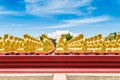 Row of disciple statues surrounding big buddha statue in public to the general public worship worship Royalty Free Stock Photo
