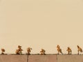 Row of dried dead leaves on a wall