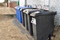 Row of dustbins Royalty Free Stock Photo