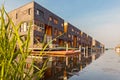 Row of Dutch modern canal houses in Almere