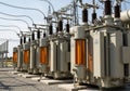 Station is designed for electricity distribution and high-voltage Royalty Free Stock Photo