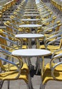 Row of empty bar tables and chairs Royalty Free Stock Photo