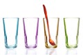 Row of empty colorful glasses Royalty Free Stock Photo