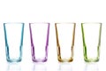 Row of empty colorful glasses Royalty Free Stock Photo