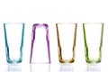 Row of empty colorful glasses Royalty Free Stock Photo