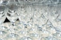 Row of empty glass wine glasses, abstract image and background Royalty Free Stock Photo