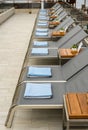 Row of loungers on cruise ship deck
