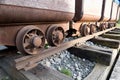 Row of empty old mine troleys Royalty Free Stock Photo