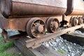 Row of empty old mine troleys Royalty Free Stock Photo