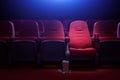 Row of empty red cinema seats Royalty Free Stock Photo