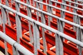 Row of empty red seats in a sports stadium Royalty Free Stock Photo