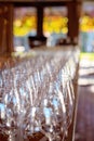 Row Of Empty Restaurant Wine Glasses Royalty Free Stock Photo