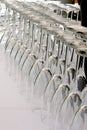 Row of empty wine champagne glasses ready for the party Royalty Free Stock Photo