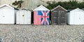 Row of English beach huts