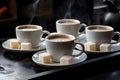 A row of espresso cups filled. Ai Generated.NO.04