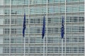 European flags in front of the Berlaymont building, Brussels, Belgium Royalty Free Stock Photo