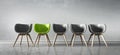 Five chairs in a row - concept discussion Royalty Free Stock Photo